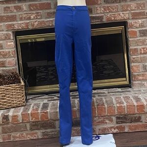Swank bright blue high waisted skinny jeggings / L / Excellent condition